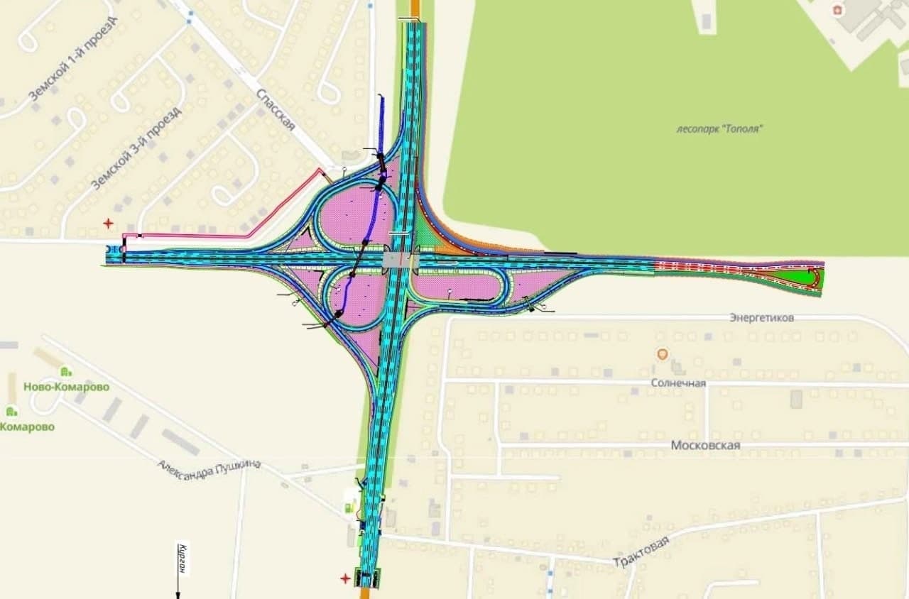 Схема новой развязки на Червишевском тракте в Тюмени