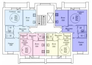 Планировка типового этажа 1 и 2 секций