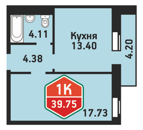 Планировка 1-комн. кв.